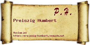 Preiszig Humbert névjegykártya